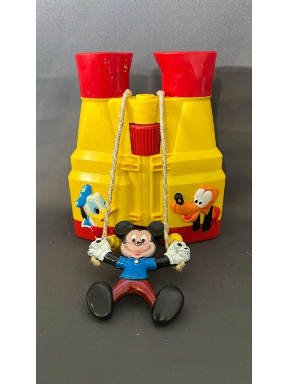 Mickey Mouse & Friends Toy Binoculars Vintage Red Yellow Plastic Fun